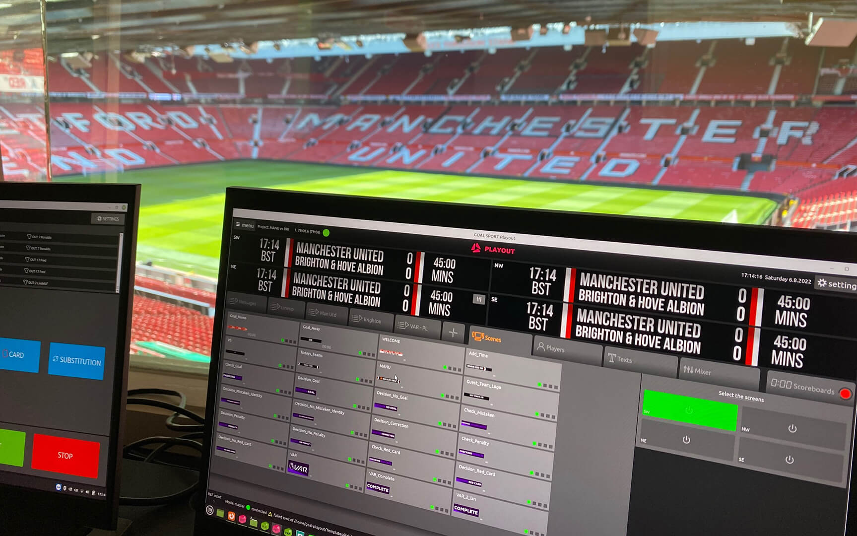 Goal Sport Software Playout at Old Trafford stadium