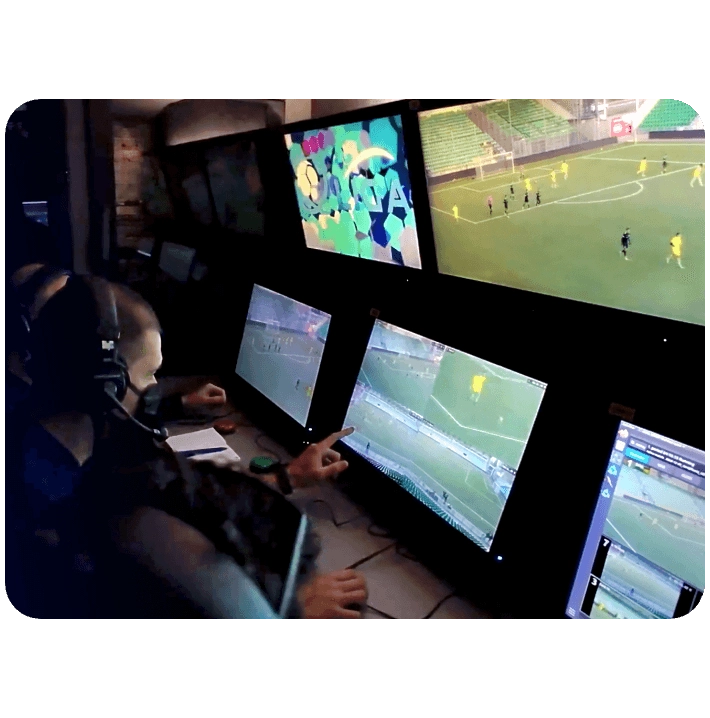 VAR control room in OB truck at Nation Slovak Football