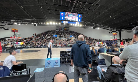 Venue Control Giant Screen doubled-sided at Pasienky Sports Hall powered by Goal Sport Software